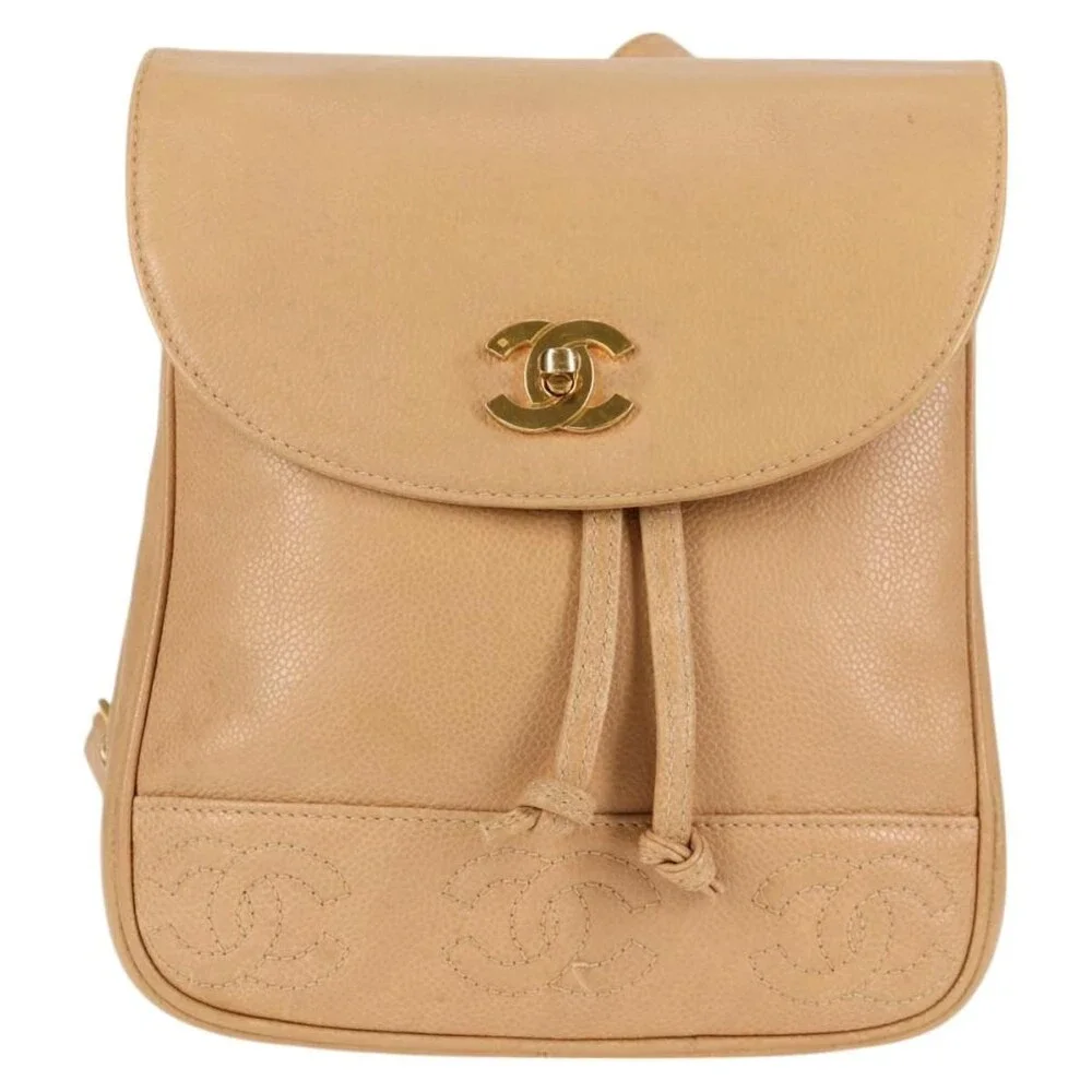 Chanel Calfskin Backpack Beige